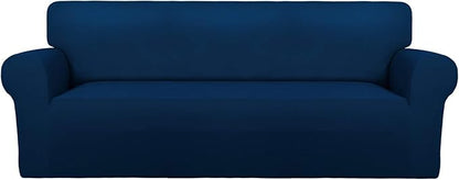 PureFit Super Stretch Sofa Slipcover – Spandex Non Slip Soft Couch Sofa Cover, Washable Furniture Protector with Non Skid Foam and Elastic Bottom for Kids, Pets （Sofa, Navy）