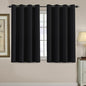 H.VERSAILTEX Blackout Curtain for Living Room Small Window Kitchen Blackout Curtains 45 inch Length Energy Saving Solid Grommet Blackout Drape, One Panel, Jet Black, 52" W x 45" L