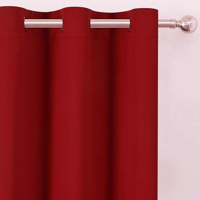 LEMOMO Blackout Curtains 52 x 120 Inch Long Red Curtains Set of 2 Panels Room Darkening Curtains for Bedroom and Living Room