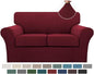 Turquoize 3 Piece Sofa Covers for 2 Cushion Couch Sofa Slipcover Soft Couch Cover for Dogs-Washable Sofa Furniture Covers with 2 Individual Cushion Covers, Thick Jacquard Fabric (Loveseat, Burgundy)