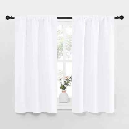 NICETOWN White Curtains for Kitchen Window, Home Decoration Light Filtering Curtains & Drapes for Small Window (34 in x 45 in (W x L), 1 Pair)