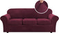 H.VERSAILTEX High Stretch Sofa Slipcover 4 Piece Cover Velvet Furniture Protector Form Fit Thick Velvet Extra Large Sofa Cover for 3 Cushion Couch Width Up to 97 Inch (Large Sofa, Wine/Burgundy)