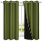 NICETOWN 100% Blackout Curtains 54" Long, Olive Green, 1 Pair, 42" Width Each Panel, Double-Deck Completely Blackout Window Treatment Thermal Insulated Lined Drapes for Small Window