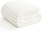 HIMEET Off White Ribbed Queen Size Blanket for Bed - 300GSM Lightweight Fleece Blanket for Men Women, Large Sofa Couch Cover Bed Blankets Gifts, Striped Spring Home Room Decor, Off White, 90x90 Inches
