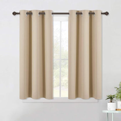 NICETOWN Room Darkening Curtain Panels for Living Room, Thermal Insulated Grommet Room Darkening Draperies/Drapes for Window (Biscotti Beige, 2 Panels, W42 x L45 -Inch)