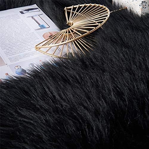 EasyJoy Ultra Soft Fluffy Rugs Faux Fur Rug Chair Cover Seat Pad Fuzzy Area Rug (Black, 2x6 ft Rectangle)