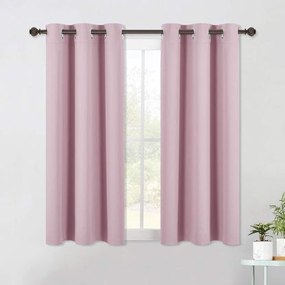 NICETOWN Blackout Curtain Panels for Bedroom, 2 Panels, Baby Pink, W42 x L40-inch, Thermal Insulated Grommet Top Blackout Draperies and Drapes for Basement