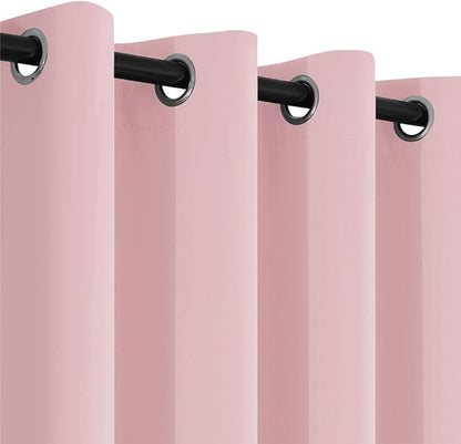 Yakamok Insulated Blackout Window Draperies - Energy Efficient Home Decor Grommet Top Curtains for Bedroom(Pink, 52Wx36L, 2 Panels)