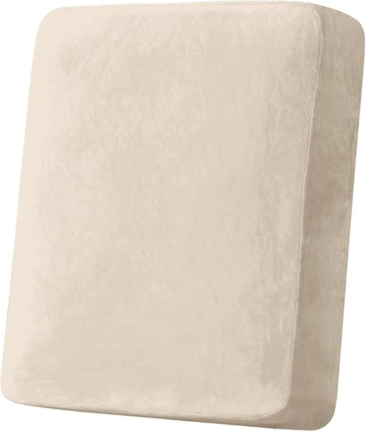 Couch Cover Stretch Velvet Sofa Cushion Cover 1-Piece - Elastic Washable Slipcover for Seat or Backrest, Couch Seat Covers for Sofas (Cream)