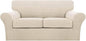 Turquoize 3 Piece Sofa Covers for 2 Cushion Couch Sofa Slipcover Soft Couch Cover for Dogs-Washable Sofa Furniture Covers with 2 Individual Cushion Covers (2 Cushion Sofa,Biscotti Beige)
