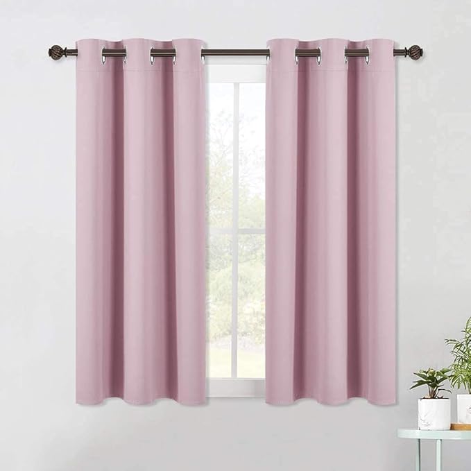 NICETOWN Blackout Curtains & Drapes for Bedroom, Baby Pink, W34 x L40, Set of 2, Triple Weave Grommet Top Thermal Insulated Light Blocking Panels for Bathroom/Living Room