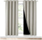 NICETOWN 100% Blackout Window Curtain Panels, Full Light Blocking Drapes with Black Liner for Nursery, 72-inch Drop Thermal Insulated Draperies (Natural, 2 Pieces, 52-inch Wide Per Panel)