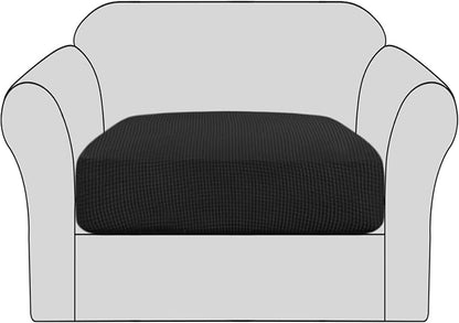 H.VERSAILTEX Stretch Couch Cushion Covers Individual Seat Sofa Chair Slipcovers Cushion Protector Cover Featuring Jacquard Textured Twill Fabric(1 Cushion Chair Cover, Black)