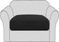H.VERSAILTEX Stretch Couch Cushion Covers Individual Seat Sofa Chair Slipcovers Cushion Protector Cover Featuring Jacquard Textured Twill Fabric(1 Cushion Chair Cover, Black)