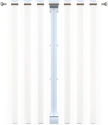 Yakamok Pure White Curtains 45 Inch Length, Grommet Top Small Window Drapes for Living Room/Bedroom(52 Inch Width, 2 Panels)