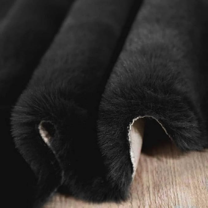 ORINOVA Black Shag Rugs 8x10 Area Rugs for Living Room Faux Rabbit Fur Machine Washable Area Rugs for Bedroom Nursery Decor Fluffy Rug