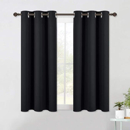 NICETOWN Blackout Draperies Window Curtain Panels, Autumn/Winter Thermal Insulated Solid Grommet Blackout Curtains/Drapes for Living Room (Set of 2, 42 Inch by 54 Inch, Black)