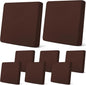 Newwiee 8Pcs Patio Cushion Covers Stretch Outdoor Cushion Cover Replacement for Patio Furniture Sofa Couch Slipcovers, Soft Flexibility Washable Furniture Protector(Waterproof Pure,Dark Coffee)