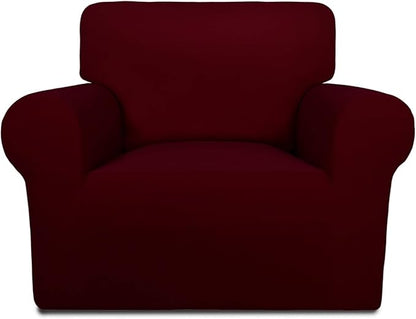 PureFit Super Stretch Chair Sofa Slipcover – Spandex Non Slip Soft Couch Sofa Cover, Washable Furniture Protector with Non Skid Foam and Elastic Bottom for Kids, Pets （Chair, Wine）