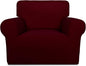 PureFit Super Stretch Chair Sofa Slipcover – Spandex Non Slip Soft Couch Sofa Cover, Washable Furniture Protector with Non Skid Foam and Elastic Bottom for Kids, Pets （Chair, Wine）