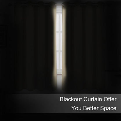 LEMOMO Blackout Curtains 66 x 54 Inch Long Beige Curtains Set of 2 Panels Room Darkening Curtains for Bedroom and Living Room