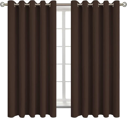 BGment Blackout Curtains for Bedroom - Grommet Thermal Insulated Room Darkening Curtains for Living Room, Set of 2 Panels (70 x 63 Inch, Brown)