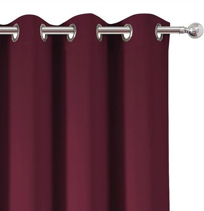 LEMOMO Blackout Curtains 66 x 54 Inch Long Burgundy Red Curtains Set of 2 Panels Room Darkening Curtains for Bedroom and Living Room