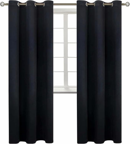 BGment Black Blackout Curtains for Living Room - Grommet Thermal Insulated Room Darkening Energy Saving Curtains for Bedroom, Set of 2 Panels, 42 x 84 Inch
