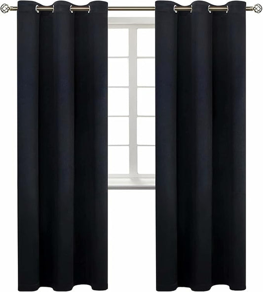 BGment Black Blackout Curtains for Living Room - Grommet Thermal Insulated Room Darkening Energy Saving Curtains for Bedroom, Set of 2 Panels, 42 x 84 Inch