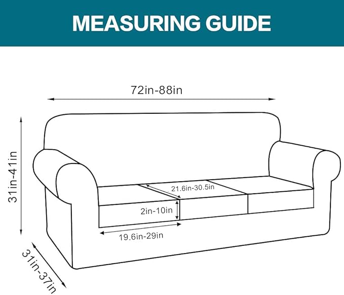 Turquoize 4 Piece Sofa Covers For 3 Cushion Couch Sofa Slipcover Soft Couch Cover For Dogs-Washable Sofa Furniture Covers With 3 Individual Cushion Covers, Jacquard Fabric (3 Cushion Sofa, Dusty Blue)