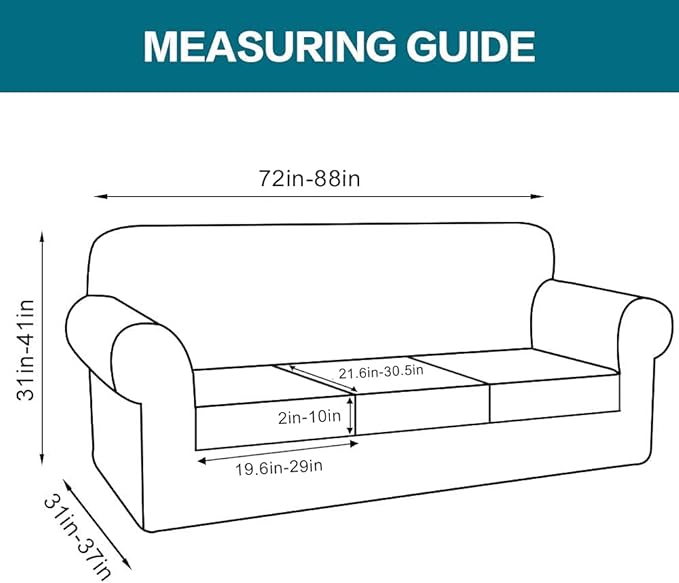 Turquoize 4 Piece Sofa Covers for 3 Cushion Couch Sofa Slipcover Soft Couch Cover for Dogs-Washable Sofa Furniture Covers with 3 Individual Cushion Covers, Jacquard Fabric (3 Cushion Sofa, Navy)