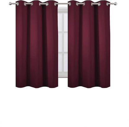 LEMOMO Burgundy Red Blackout Curtains 42 x 54 Inch Length Set of 2 Panels Grommet Bedroom Curtains for Living Room
