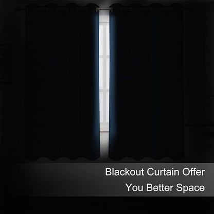 LEMOMO Blackout Curtains 66 x 72 Inch Long Navy Blue Curtains Set of 2 Panels Room Darkening Curtains for Bedroom and Living Room