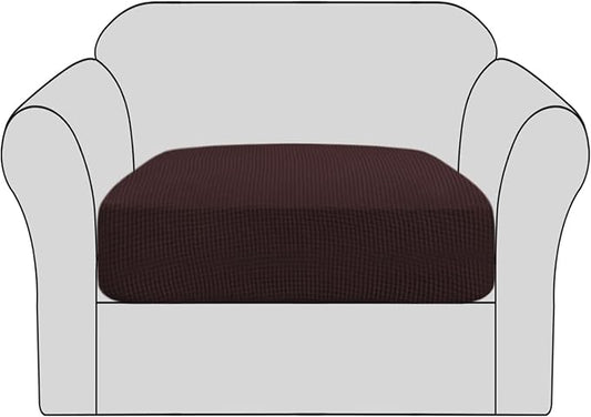 H.VERSAILTEX Stretch Couch Cushion Covers Individual Seat Sofa Chair Slipcovers Cushion Protector Cover Featuring Jacquard Textured Twill Fabric(1 Cushion Chair Cover, Chocolate)