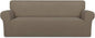 PureFit Super Stretch Sofa Slipcover – Spandex Non Slip Soft Couch Sofa Cover, Washable Furniture Protector with Non Skid Foam and Elastic Bottom for Kids, Pets （Oversized Sofa, Natural）