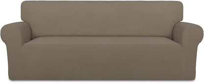 PureFit Super Stretch Sofa Slipcover – Spandex Non Slip Soft Couch Sofa Cover, Washable Furniture Protector with Non Skid Foam and Elastic Bottom for Kids, Pets （Sofa, Natural）
