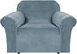 H.VERSAILTEX Stretch Velvet Armchair Cover Couch Covers 1 Cushion Chair Slipcover for Living Room Furniture Cover Crafted from Thick Comfy Rich Velour (Chair 31"-49", Stone Blue)