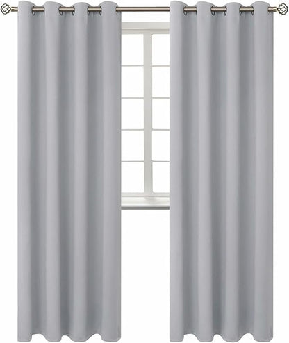 BGment Room Darkening Curtains 95 Inches Long - Grommet Thermal Insulated Drapes Window Treatment Curtains for Bedroom, 2 Panels, 52 x 95 Inch, Light Grey