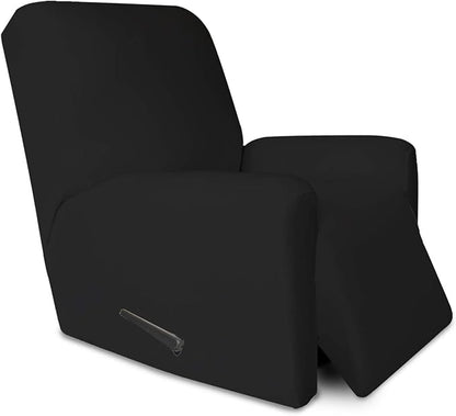 PureFit Super Stretch Recliner Sofa Slipcover with Pocket – Spandex Non Slip Soft Couch Sofa Cover, Washable Furniture Protector with Elastic Bottom for Kids, Pets （Recliner, Black）