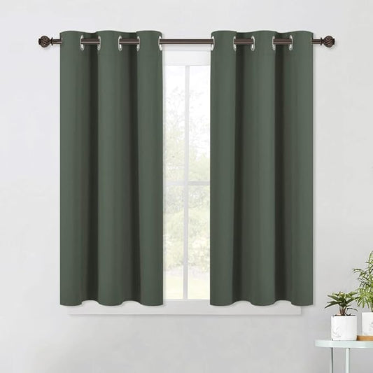 NICETOWN Short Blackout Curtains Noise Reducing, Thermal Insulated and Privacy Room Darkening Drape Panels for Boy's Guest Room Door Small Short Window (Dark Mallard, 2 Panels, W42 x L45 -Inch)