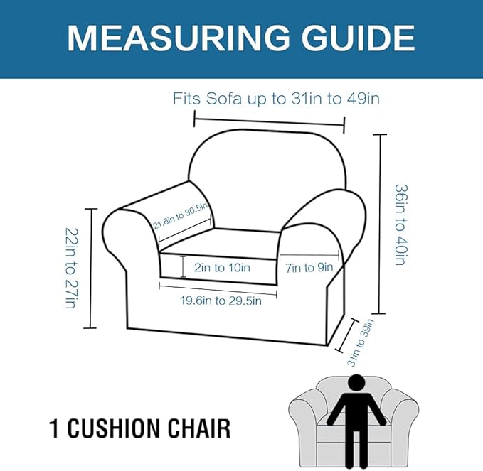 H.VERSAILTEX Rich Velvet Stretch 2 Piece Cover Chair Slipcover Sofa Cover Furniture Protector Couch Soft with Elastic Bottom Chair Couch Cover with Arms Width Up to 49 Inch(Chair,Navy)
