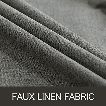 MIULEE Linen Texture 90 Inches Curtains for Bedroom 100% Blackout Thermal Insulated Dark Grey Curtains Grommet Room Darkening Luxury Decor for Living Room Nursery 52x90 Inch (2 Panels)