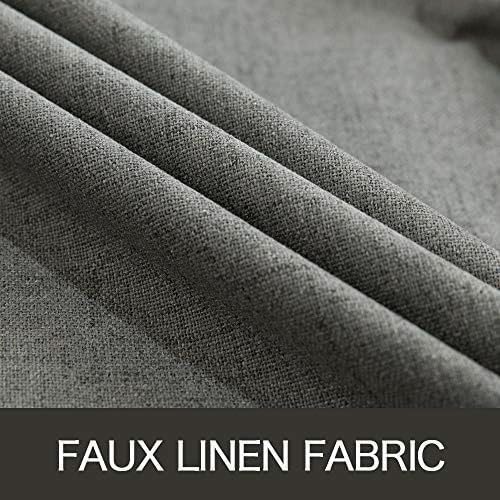 MIULEE Linen Texture Curtains, 2 Pack Dark Grey 52x108 Inch, Blackout, Room Darkening, Grommet, Classic Style, Faux Linen, All Season, Bedroom, Living Room, Nursery
