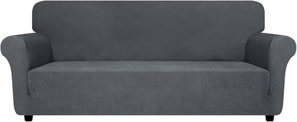 ZNSAYOTX Super Stretch Couch Cover (72"-92"), New Striped Sofa Covers Fitted Slipcovers with Elastic Bottom, Dog Cat Pets Proof Spandex Fabric Comfortable & Durable (Dark Grey, Sofa)