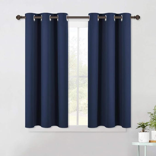 NICETOWN Blackout Draperies Curtains, All Season Thermal Insulated Solid Grommet Top Blackout Curtains/Drapes for Kid's Room (Navy, 1 Pair, 42 x 45 Inch)
