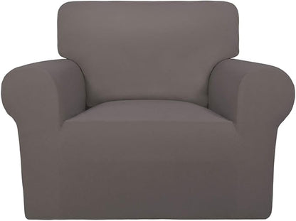 PureFit Super Stretch Chair Sofa Slipcover – Spandex Non Slip Soft Couch Sofa Cover, Washable Furniture Protector with Non Skid Foam and Elastic Bottom for Kids, Pets （Chair, Taupe）