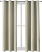 ChrisDowa Grommet Room Darkening Curtains for Bedroom and Living Room - 2 Panels Set Thermal Insulated Blackout Curtains (Beige, 38W x 45L)