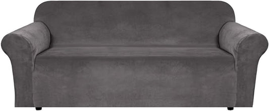 H.VERSAILTEX Stretch Velvet Sofa Covers Large Couch Covers Sofa Slipcovers Furniture Protector Soft with Non Slip Elastic Bottom, Feature Thick Comfy Rich Velour (Extra Wide Sofa 98"-105", Gray)