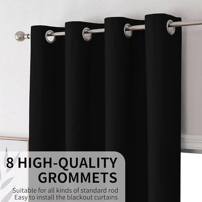 Joydeco Blackout Curtains 108 Inches Long, Black Extra Long Black Out Curtains for Living Room Bedroom, Grommet Total Room Darkening Drapes Grommets Solid Drapes for Bedroom Windows