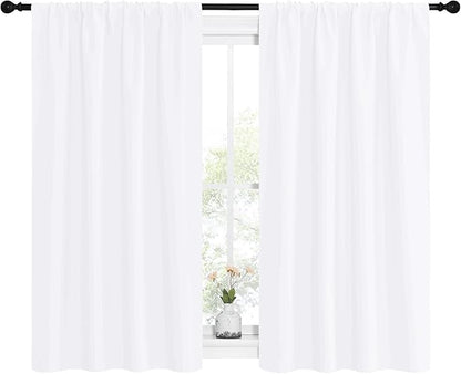 NICETOWN Kitchen Curtains, Short Home Decoration Curtains & Drapes, Small Window Draperies for Dining Room, Cupboard (White, 42 in x 54 in (W x L), Set of 2)